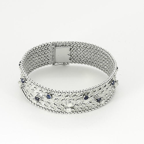Bracelet Prestige Royal or blanc, diamants, saphirs 58 Facettes LP1413/