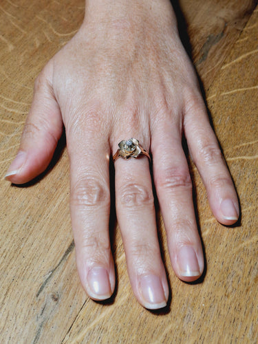 Bague Art Nouveau Or Rose Et Diamant