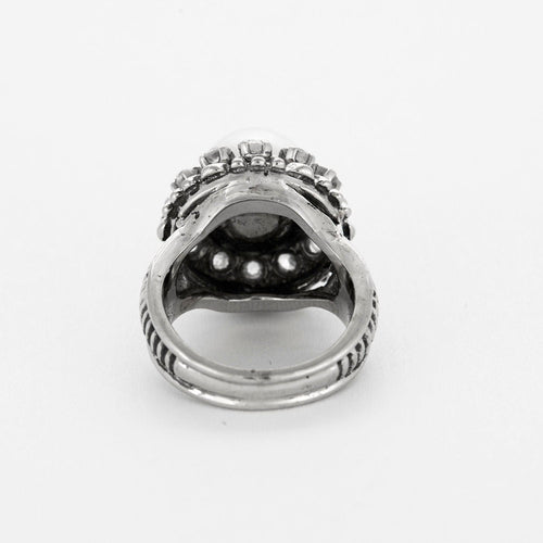 Bague 45.5 Bague ancienne en or blanc, diamants et une perle. 58 Facettes