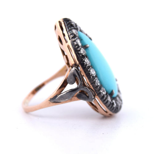 Bague 55 Bague en or turquoise de l'époque victorienne 58 Facettes