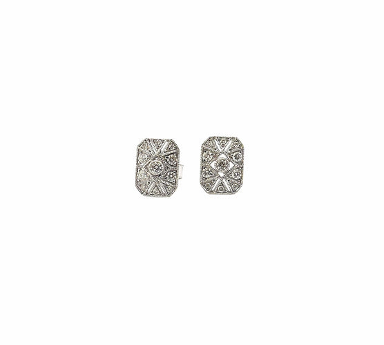 Boucles d'oreilles Boucle d’oreilles art déco or blanc et diamants 58 Facettes
