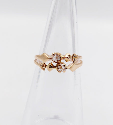 Bague 47 Bague antique toi et moi or rose diamants taille rose (circa 1900) 58 Facettes A06295