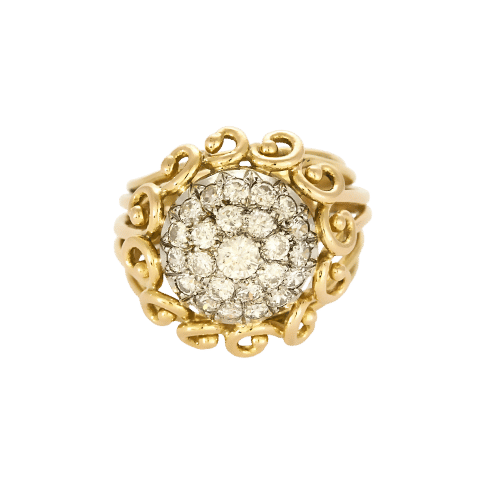 Bague 51 Bague en Or jaune & blanc 18k Diamant 58 Facettes SEN2429X2