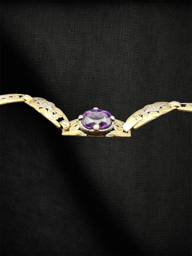 Bracelet Bracelet Princesse de la Nuit en or et argent avec une améthyste de 11,50 ct 58 Facettes