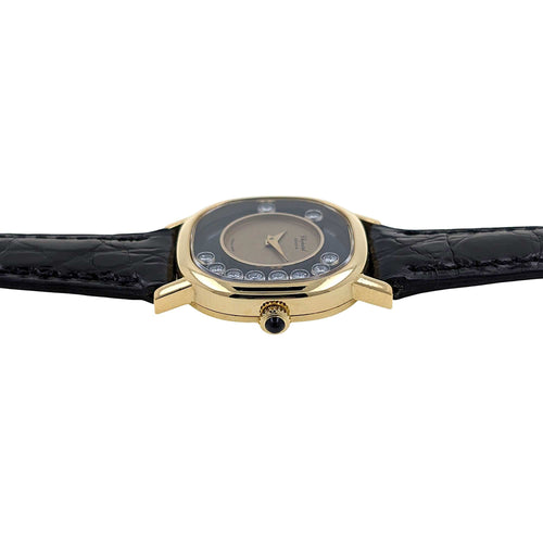 Montre Chopard Happy Diamonds Onyx Dial 18k Gold 10 Diamonds 5089 5 Cushion Coussin Jewelry 58 Facettes