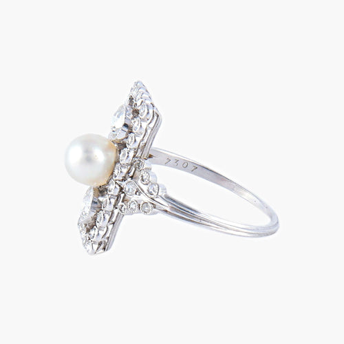 Bague 53 Bague Perle fine Diamants 58 Facettes AB2