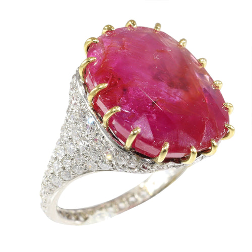 Bague 52 Délice de rubis vintage : bague Art déco avec rubis non traité de 13,5 ct 58 Facettes 17059-0258