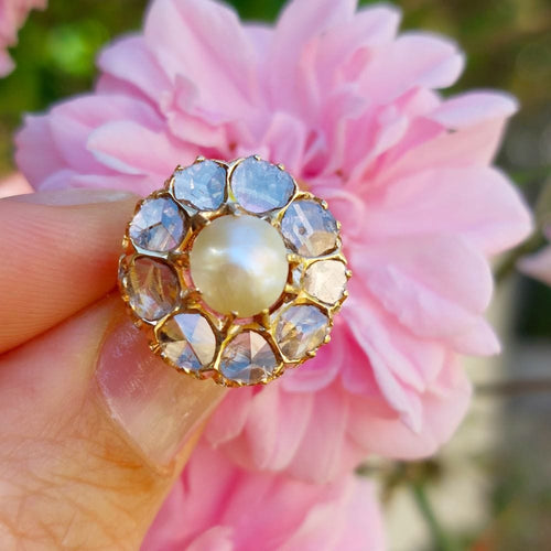 Bague 51 Bague Art Nouveau "Anima" or rose, demi-perle, diamants (1900) 58 Facettes 204