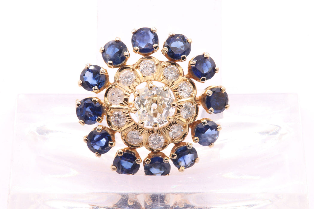 Broche Broche Années 50 en or jaune sertie de saphirs et de diamants 58 Facettes 21494