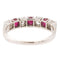 Bague demi alliance Or blanc Rubis, Diamant