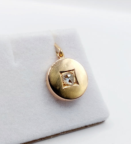 Pendentif Pendentif cible Art Déco or rose diamant taille rose 5mm (circa 1900) 58 Facettes A06029