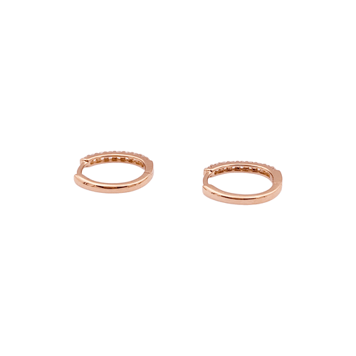 Boucles d'oreilles Paire de petites créoles en or rose, diamants. 58 Facettes 34291