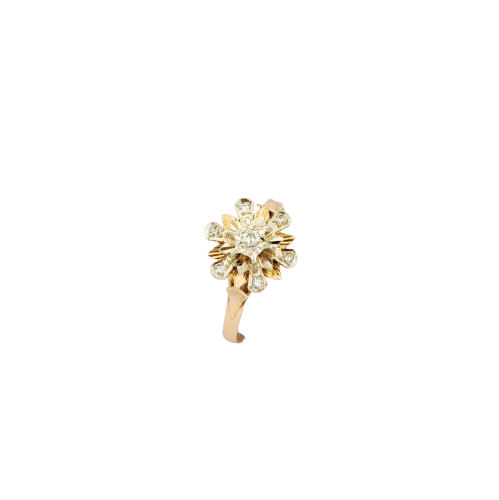 Bague 56 Bague Fleur en Or Jaune et Diamants 58 Facettes 32701
