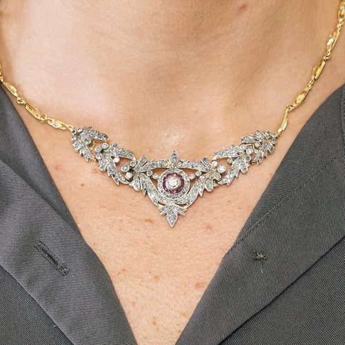 Collier Collier Style Néoclassique et Romantique diamants rubis 58 Facettes LP1320/9