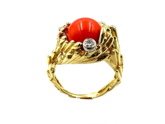 Bague 57 GILBERT ALBERT. Bague or jaune, diamant et billes interchangeables 58 Facettes