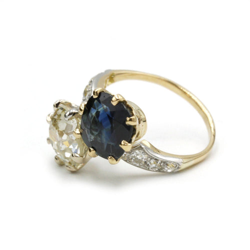 Bague 50 Bague Toi & Moi - Saphir, diamants 58 Facettes 1015