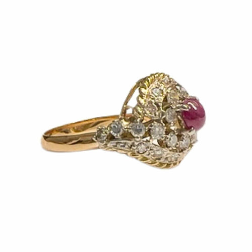 Bague 55.5 BAGUE ART DÉCO, ÉPOQUE 1920-1925, OR 18 KT ET PLATINE AVEC DIAMANTS ET RUBIS 58 Facettes Q10B