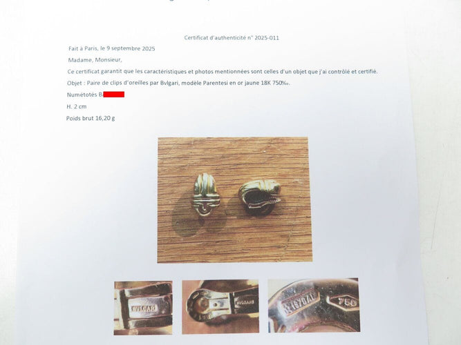 Boucles d'oreilles boucles d'oreilles BULGARI parentesi or jaune 18k 16.3 gr  s 58 Facettes 267994