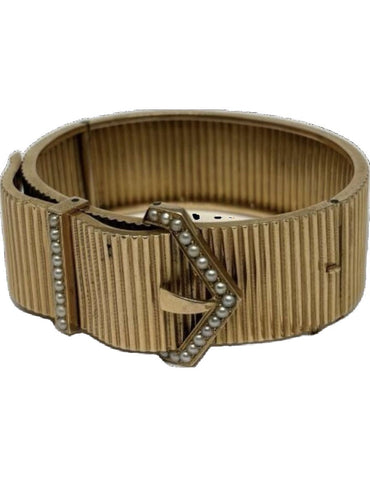 Bracelet Bracelet manchette Art Déco 1930 or rose et perles de culture 58 Facettes