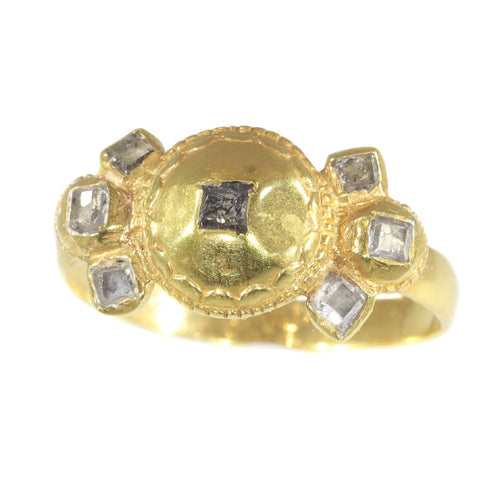 Bague 54 Glamour de l'âge d'or : bague baroque antique en diamant taille rose 58 Facettes 20240-0293