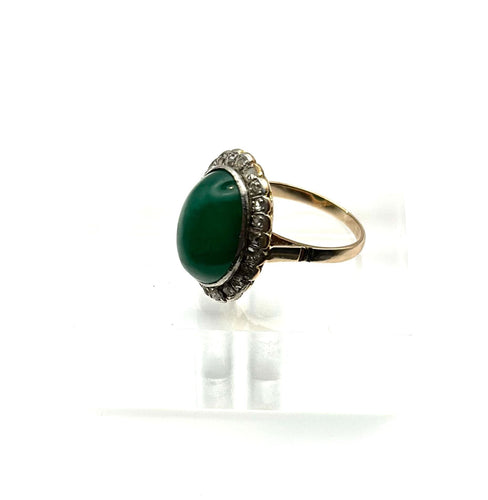 Bague 52 Bague en or jaune et blanc avec jade vert et diamants 58 Facettes 50397