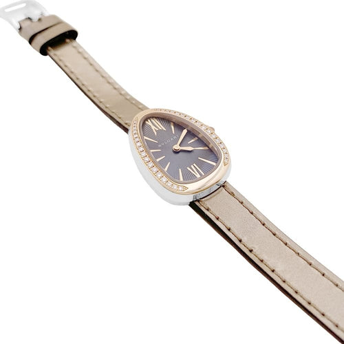 Montre Montre Bulgari, "Serpenti", en or rose, diamants, acier, cuir. 58 Facettes 34892