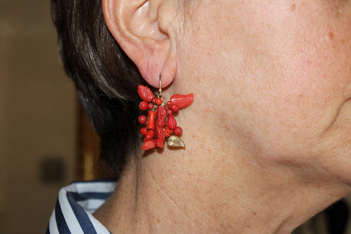 Boucles d'oreilles Boucles d'oreilles anciennes en or corail 58 Facettes 7452