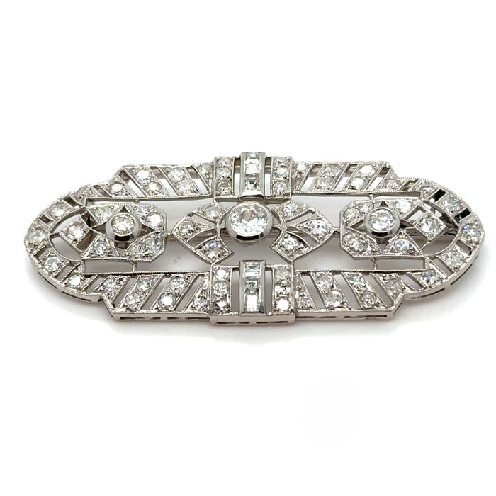 Broche Art Déco - Broche Ancienne Platine et Diamants 58 Facettes 1.0000114/3