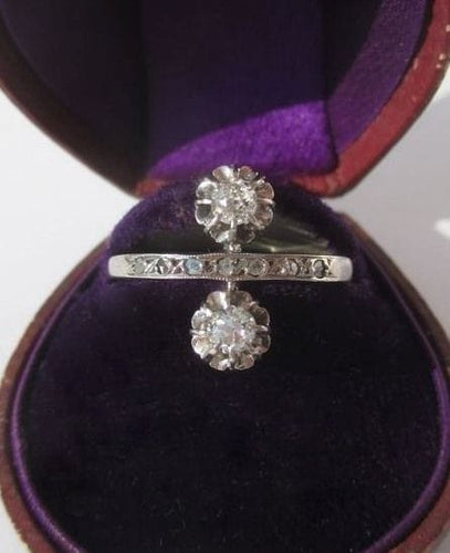 Bague 50 Bague Toi et Moi Belle Époque or blanc, platine, diamants 58 Facettes