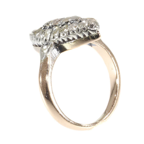 Bague 51 Bague de fiançailles antique en diamant en forme de bateau 58 Facettes 21146-0157