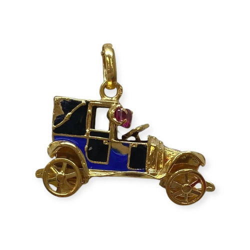 Pendentif Pendentif voiture vintage en or jaune 750 avec rubis 58 Facettes 330088743