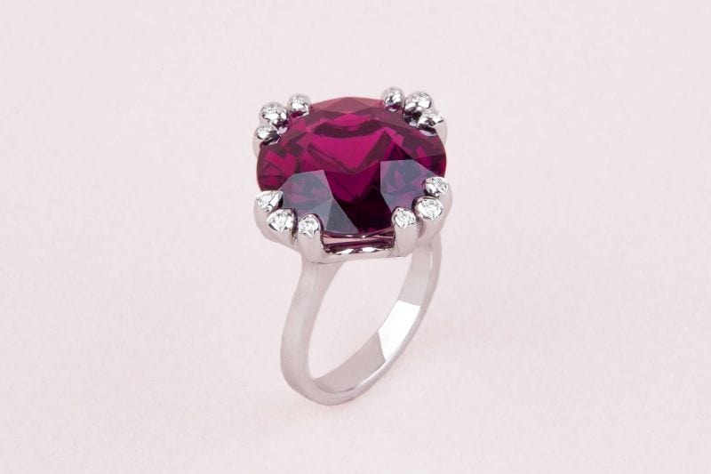 Bague 54 Bague or gris et grenat purple 58 Facettes 248365