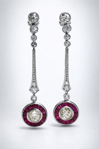 Boucles d'oreilles Boucles d'oreilles rubis style Art déco œil-de-perdrix 58 Facettes 50203