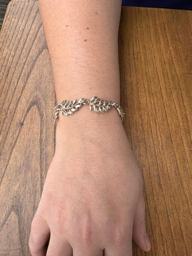 Bracelet Bracelet à motifs de feuilles en argent massif 58 Facettes