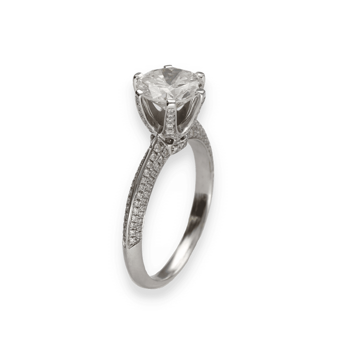 Bague 53 Solitaire or gris diamant brillant (HRD) 58 Facettes