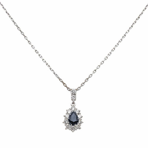 Collier Collier Pendentif Or blanc Saphir, Diamant 58 Facettes 4878497CN