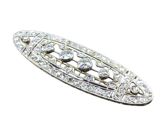 Broche Broche ajourée en or blanc 18 carats et platine, diamants 2 carats 58 Facettes AB668