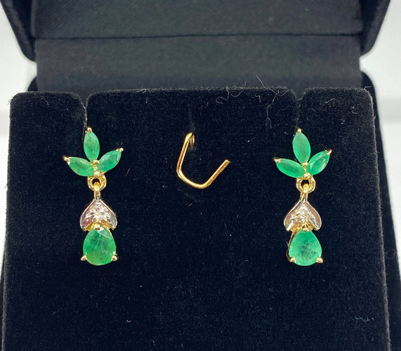 Boucles d'oreilles Boucles d’oreilles en or jaune, émeraudes et diamants 58 Facettes AB641