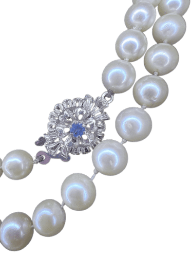 Collier Collier 58 perles Akoya Fermoir Or 18k Saphir 54 cm 58 Facettes