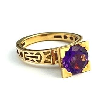 Bague 53 TOURNAIRE Paris, French Kiss, bague or jaune améthyste 58 Facettes 123577.07