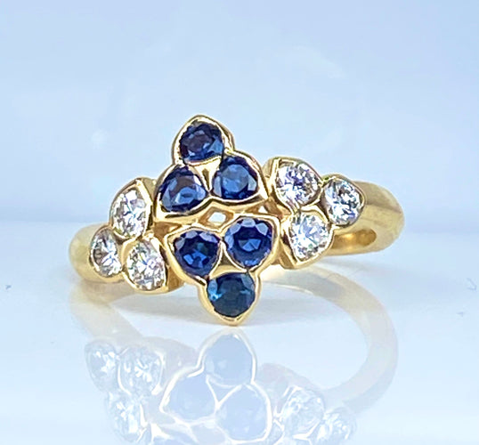 Mauboussin - Bague en or jaune 18 carats et saphirs et diamants