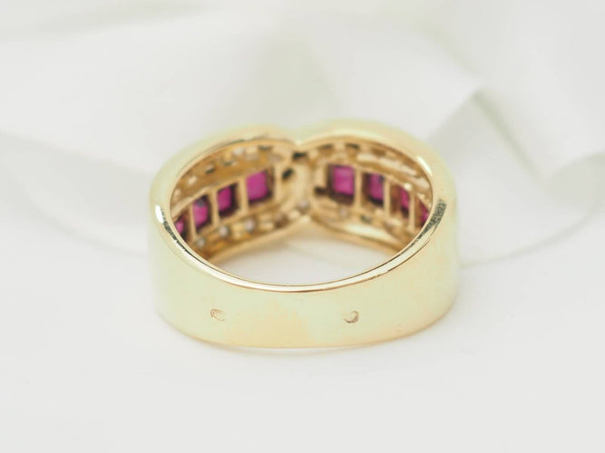 Bague 53 Bague en or jaune, diamants et rubis 58 Facettes 33456