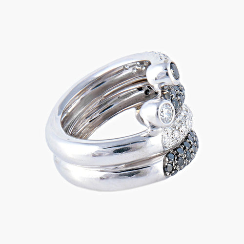 Bague 50 Bague Diamants noirs et blancs 58 Facettes AB591