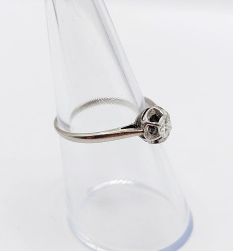 Bague 53 Bague solitaire art deco or blanc 18k diamant 0,22 carat (circa 1930) 58 Facettes A06143