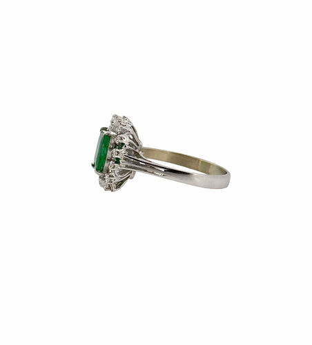 Bague 55 Bague ancienne or blanc émeraude diamants 58 Facettes