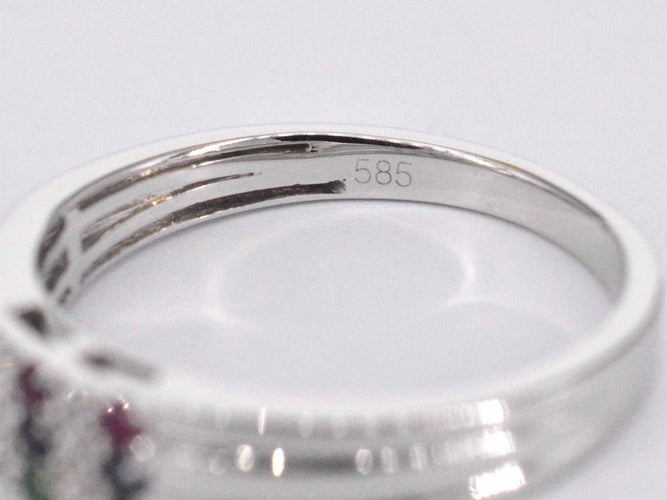 Bague Bague en or blanc avec diamant et pierres précieuses multicolores 58 Facettes 2043