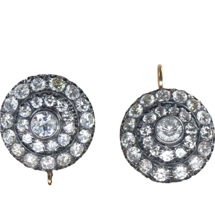 Boucles d'oreilles Boucles d'oreilles en or jaune, argent et diamants de l'époque victorienne 58 Facettes