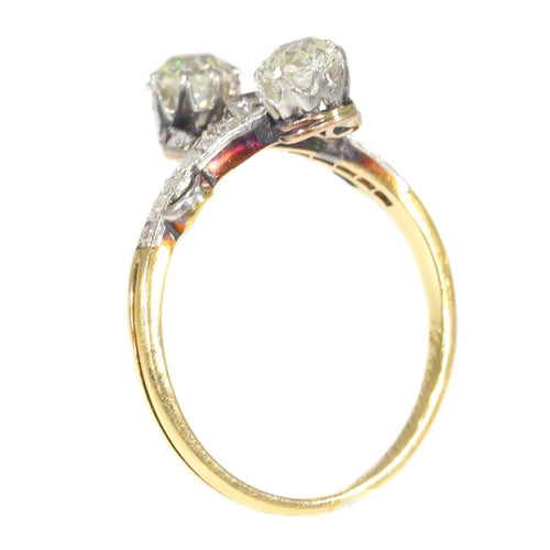 Vintage Belle Epoque diamond toi et moi engagement ring