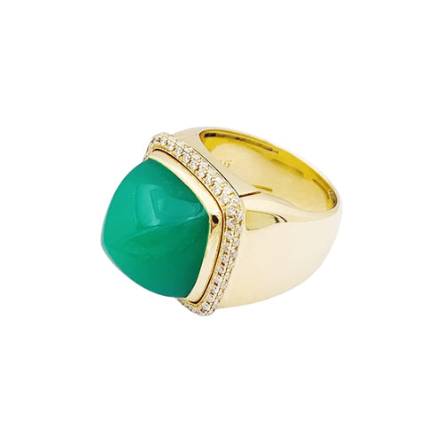 Bague 53 Bague FRED, "PAIN DE SUCRE", or rose 750/000, chrysoprase, diamants. 58 Facettes 35047