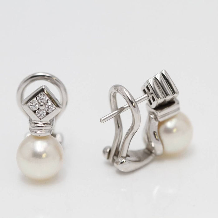 Boucles d'oreilles Boucles d'oreilles Toi & Moi or blanc perles diamants 58 Facettes E363458